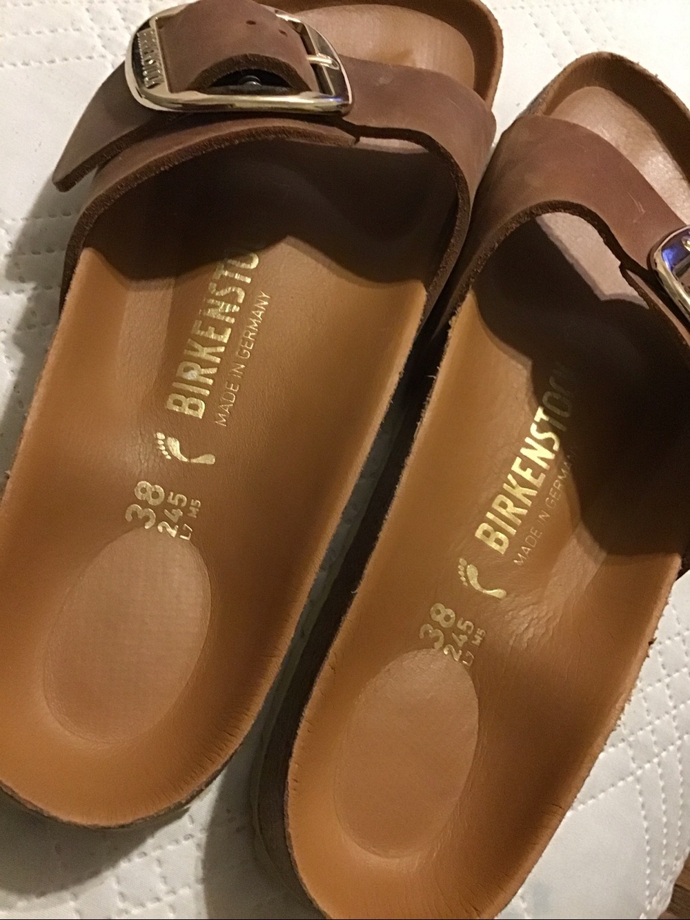 Birkenstock Brown Leather Single-Buckle Slide Sandals - Picture 6 of 8